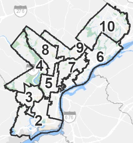 Philadelphia city council districting map